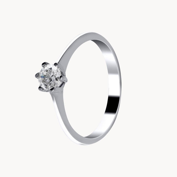 Anillo solitario Oro blanco 18kt con diamante 0.30 quilates Nella