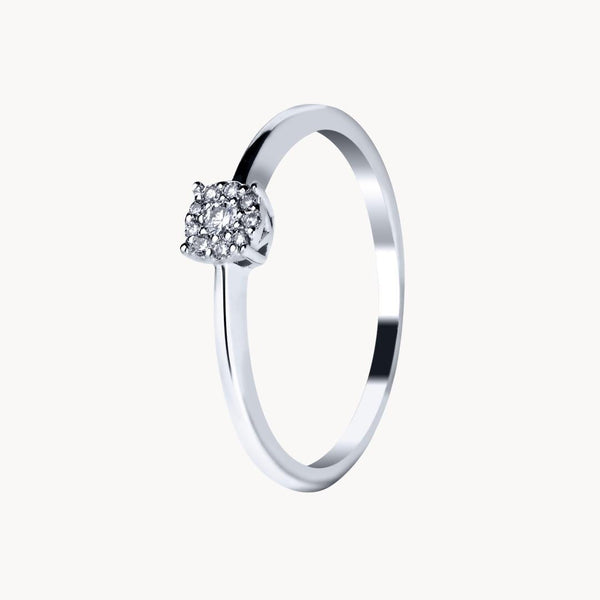 Anillo solitario Oro blanco 18kt con diamantes creados 0.08 quilates Anisa