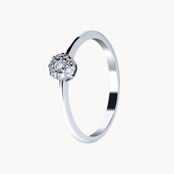 Anillo solitario Oro blanco 18kt con diamantes creados 0.10 quilates Neva