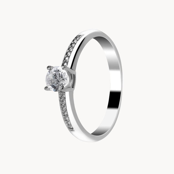 Anillo solitario Oro blanco 18kt con diamantes 0.37 quilates Tasia