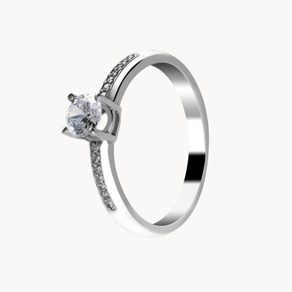 Anillo solitario Oro blanco 18kt con diamantes 0.47 quilates Tasia