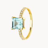 Anillo Oro 18kt topacio azul y circonitas Eira