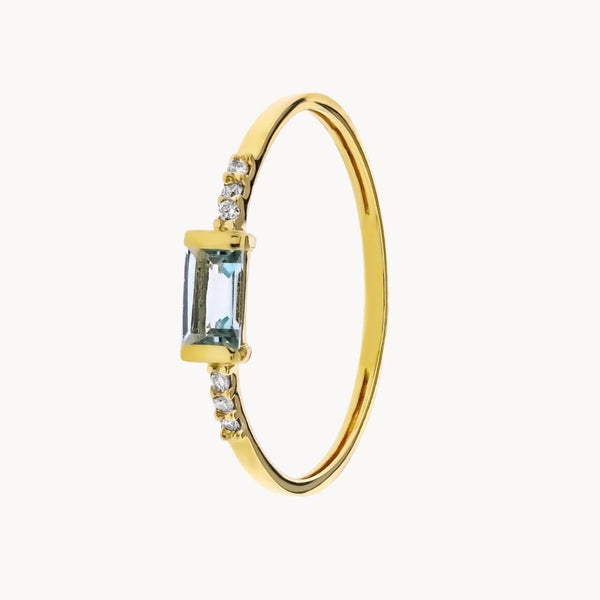 Anillo Oro 18kt topacio azul y diamantes Krista