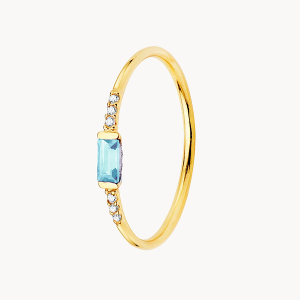 Anillo Oro 18kt topacio azul y diamantes Ottilie