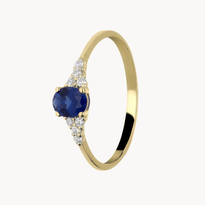 Anillo Oro 18kt topacio london blue y circonitas Giovanna