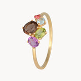 Anillo Oro 18kt topacios, amatista y olivino Daphne