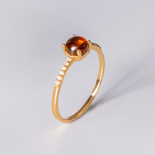 Anillo Oro 18 kilates con turmalina naranja y diamantes Amaranta