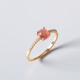 Anillo Oro 18 kilates con turmalina rosa y diamantes Amaranta