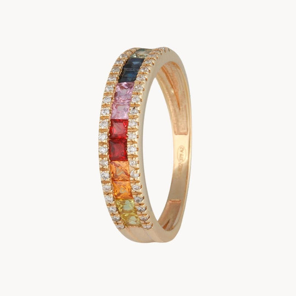Anillo Oro 18kt zafiros fantasia y diamantes Violetta