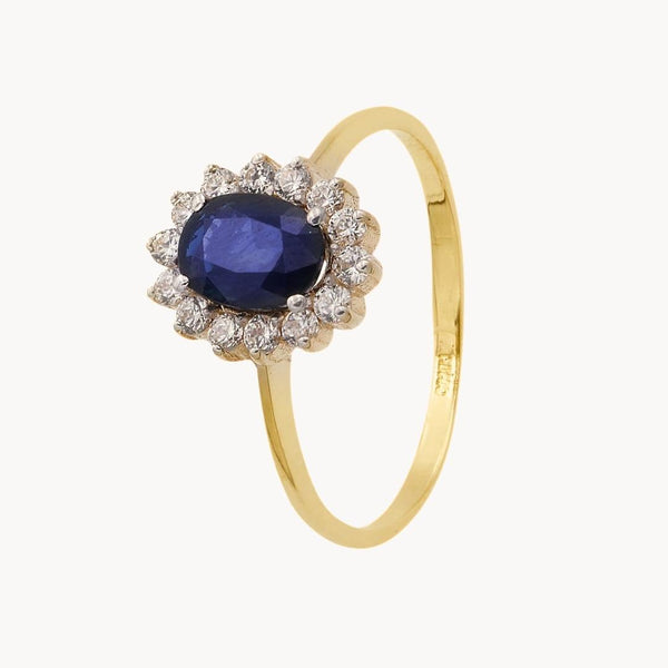 Anillo Oro 18kt zafiro y circonitas Kateri