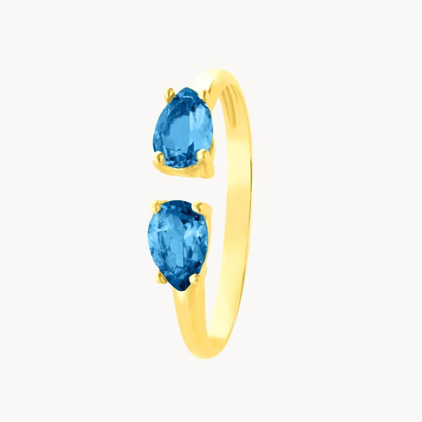 Anillo Oro 18 kilates abierto con topacios London Blue Julia