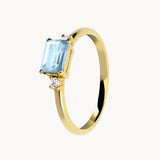 Anillo Oro 18 kilates aguamarina y diamantes Sibylle