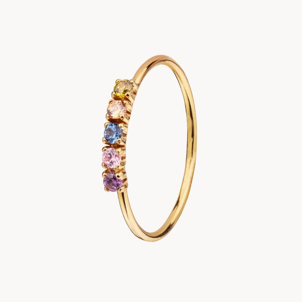 Anillo Oro 18 kilates con circonitas de color Caelia II