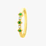 Anillo Oro 18 kilates con esmeraldas y diamantes Vitalia