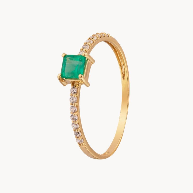 Anillo Oro 18 kilates con esmeralda y circonitas Nora