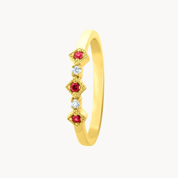 Anillo Oro 18 kilates con rubies y diamantes Vitalia