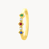 Anillo Oro 18 kilates con rubí zafiro esmeralda y diamantes Vitalia