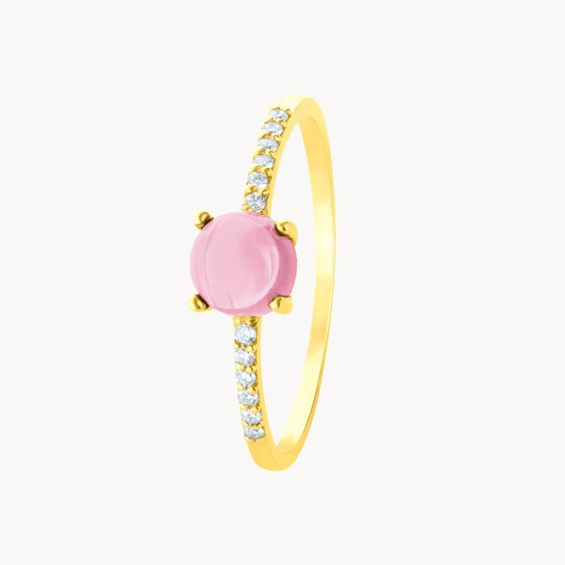 Anillo Oro 18 kilates con turmalina rosa y diamantes Amaranta