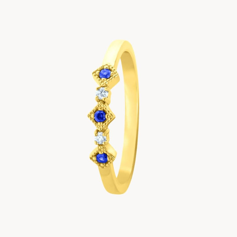 Anillo Oro 18 kilates con zafiros y diamantes Vitalia