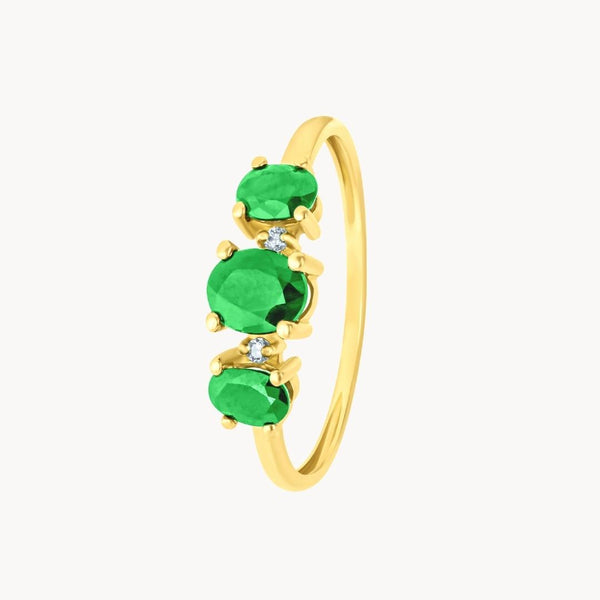 Anillo Oro 18 kilates esmeraldas y diamantes Anina