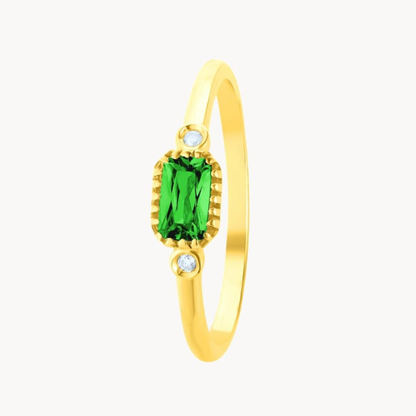 Anillo Oro 18 kilates esmeralda y diamantes Birthday Stone mayo