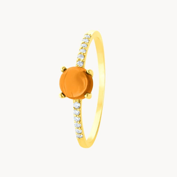 Anillo Oro 18 kilates turmalina naranja y diamantes Amaranta