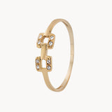 Anillo Oro 18kt con circonitas eslabones Kaila