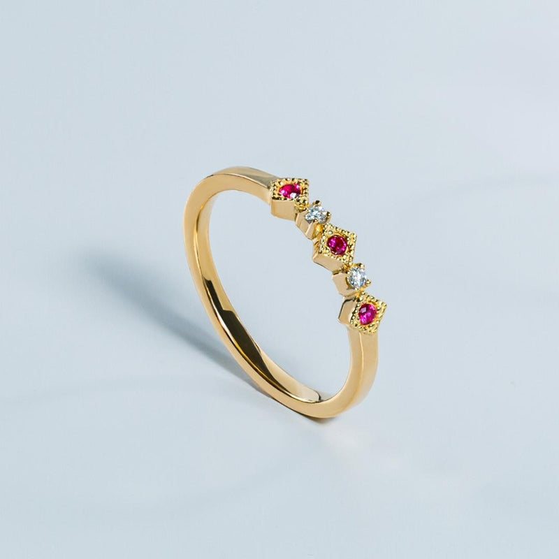 Anillo Oro 18kt rubíes y diamantes Vitalia