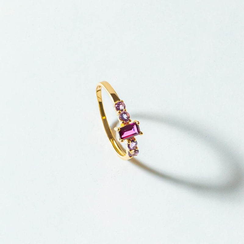 FERAY PINK TOPAZ AND AMETHYST RING