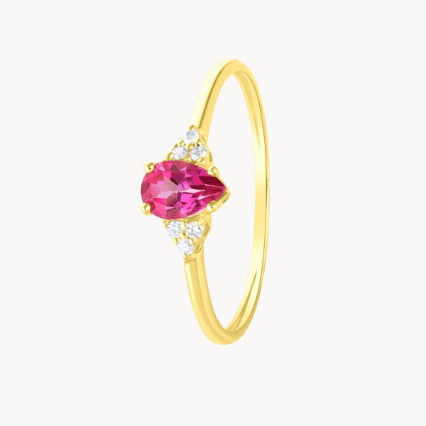 Anillo Oro 18kt topacio rosa y diamantes Giana