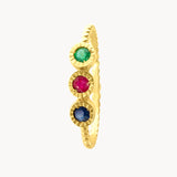 Anillo Oro 18kt zafiro, esmeralda y rubi Ambra