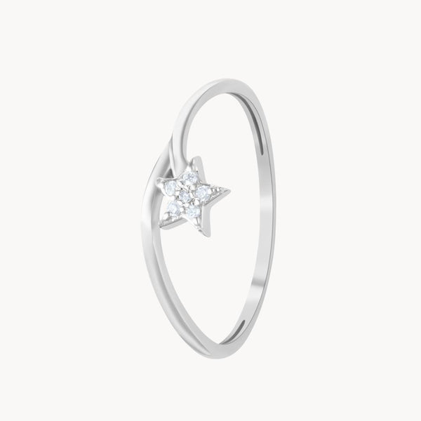 Anillo Oro blanco 18 kilates con estrella con diamantes Felicie