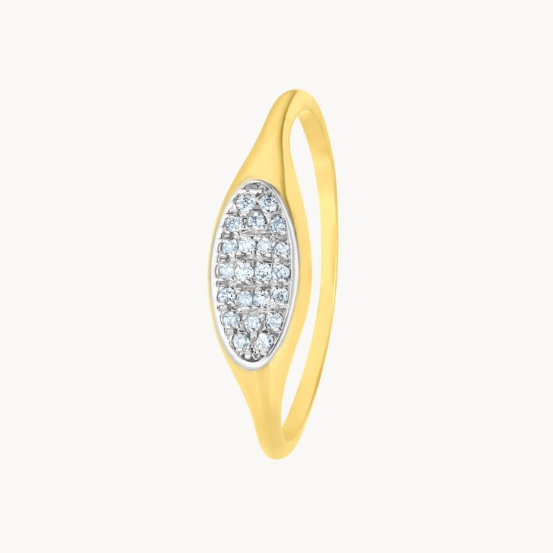 Anillo sello Oro bicolor 18 kilates con diamantes Tullia