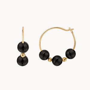 ONYX HOOP EARRINGS AND MURIEL BALLS