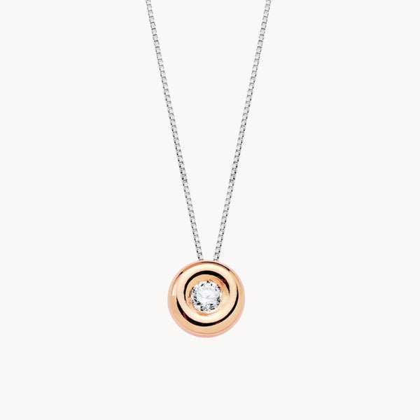 Colgante Oro bicolor 18kt chaton con diamante Johari