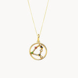 Colgante Oro 18kt constelacion Capricornio con circonitas de color