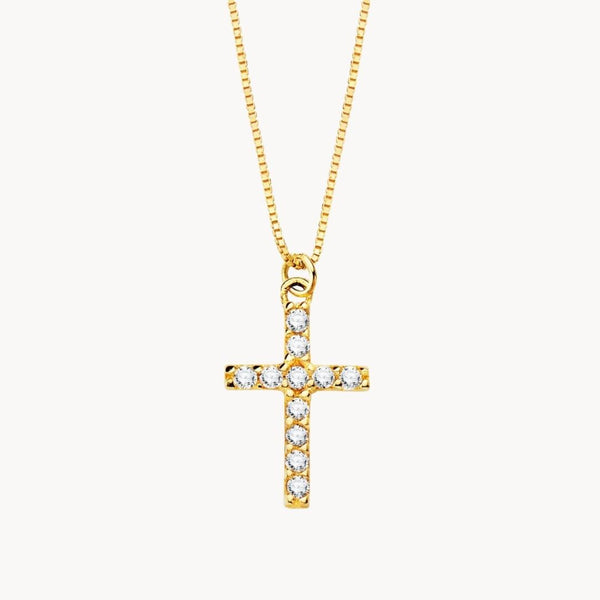 Colgante Oro 18kt cruz y diamantes Meira
