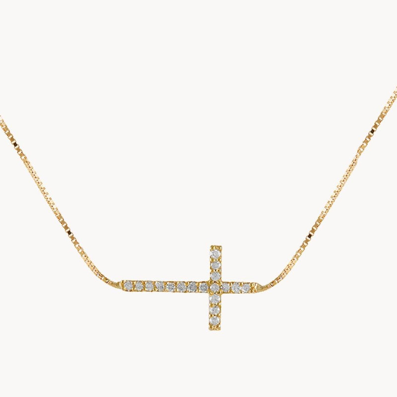 Collar Oro 18kt cruz con diamantes Edesia