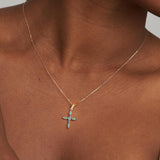 Colgante Oro 18kt cruz zafiros esmeraldas Malory