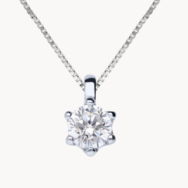Colgante Oro blanco 18kt con diamante garras 0.25 quilates Erin
