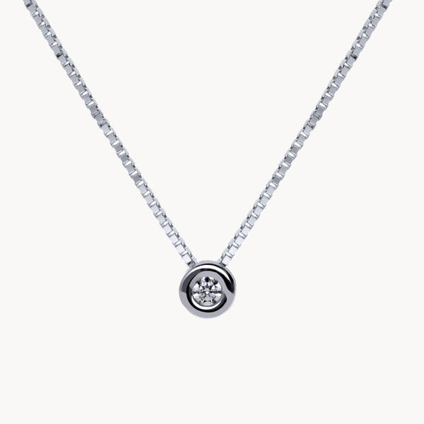 Colgante Oro blanco 18kt diamante creado chatón 0.060 quilates Asya