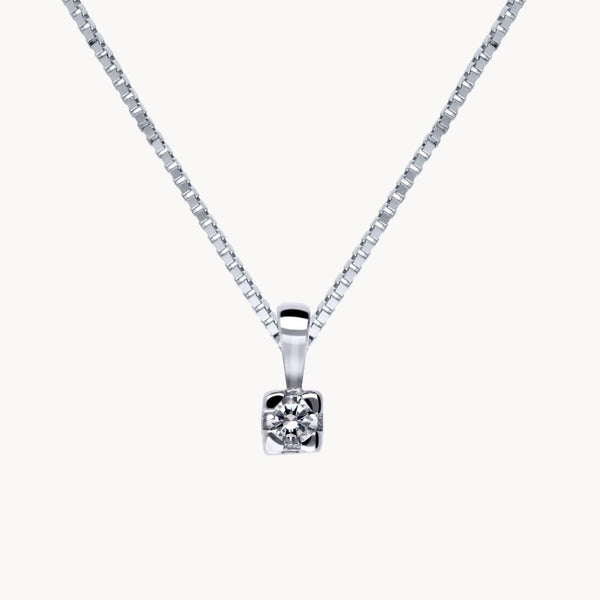 Colgante Oro blanco 18kt diamante creado garras 0.10 quilates Michelle