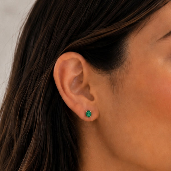 PENDIENTES ESMERALDA OVAL 7X5 HILDA