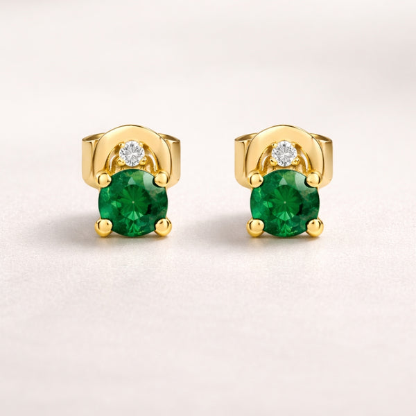 BRINCOS DE ESMERALDA E DIAMANTE ADELIA