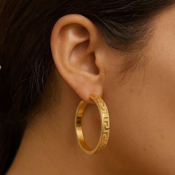PENDIENTES AROS GRECA 28MM