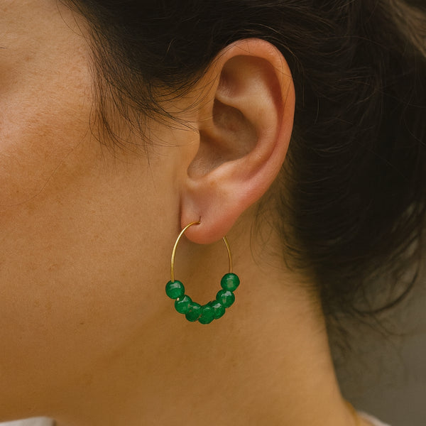 PENDIENTES AROS CON AGATAS VERDES IDAIRA