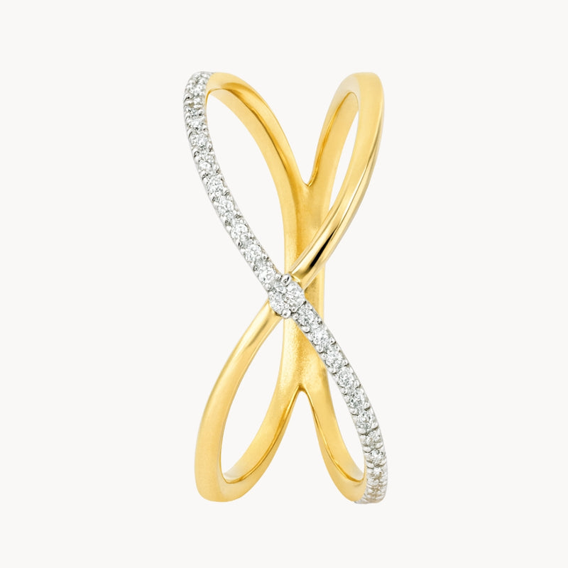 ANILLO DOBLE CRUZADO CON DIAMANTES HERTHA