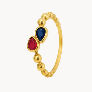 ANILLO BOLAS RUBI Y ZAFIRO SILA