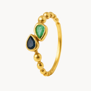 ANILLO BOLAS ESMERALDA Y ZAFIRO SILA