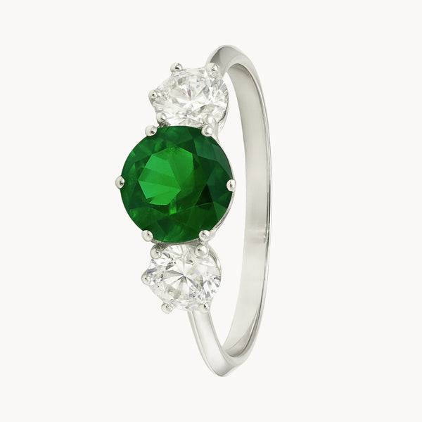 ANILLO CIRCONITA VERDE Y CIRCONITAS BLANCAS ERMA